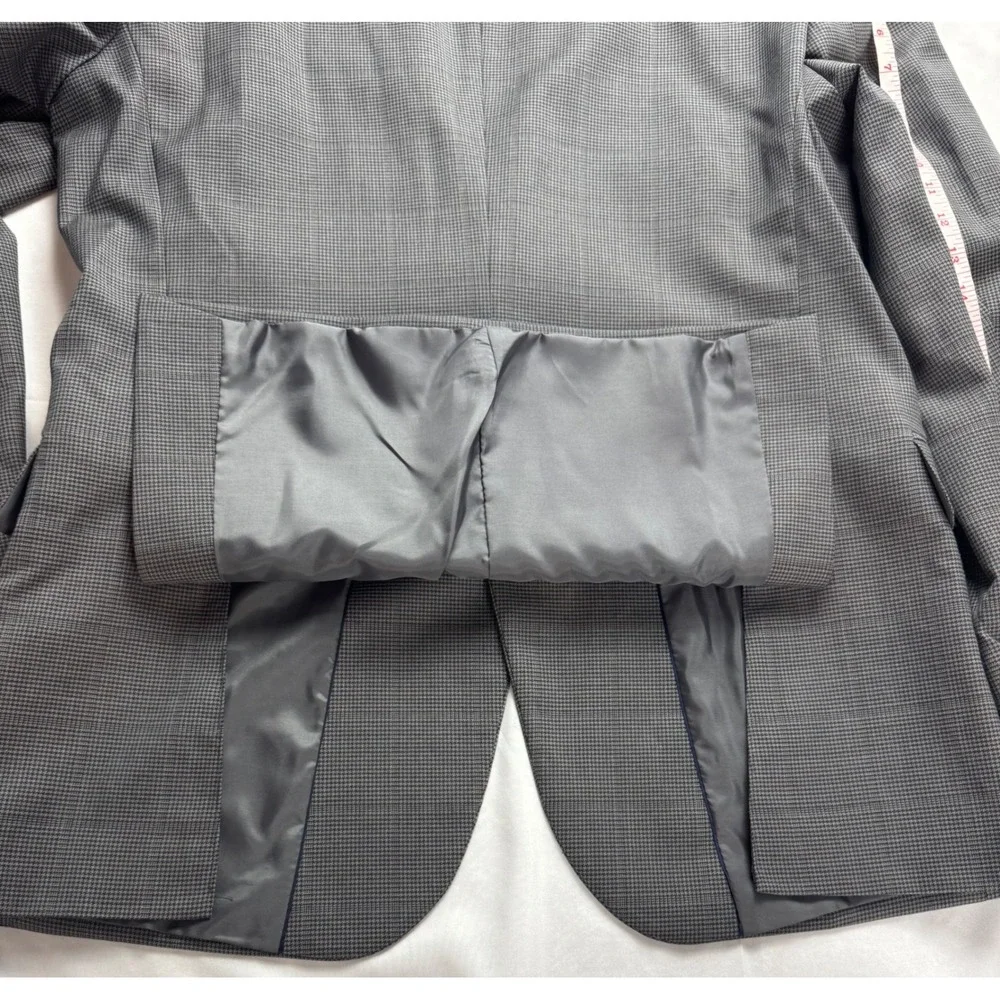 Stafford CoolMax EcoMade Suit Jacket 42R Gray Houndstooth Wool Blend Classic Fit